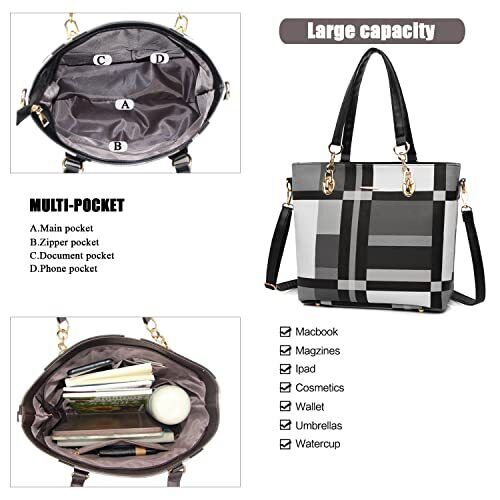 Purses and Handbags for Women Tote Crossbody Bags Satchel Purses Set 6pcs - Picture 2 of 10