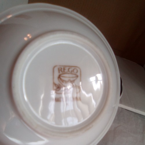 Rego Vintage Restaurant Ware China Dessert or Condiment Bowls Black Rim Set Of 2 - Picture 6 of 8