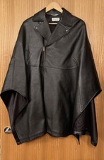 Yves Saint Laurent Ysl Black Leather Biker Cape Jacket Coat Rrp £3160 Italy Zip