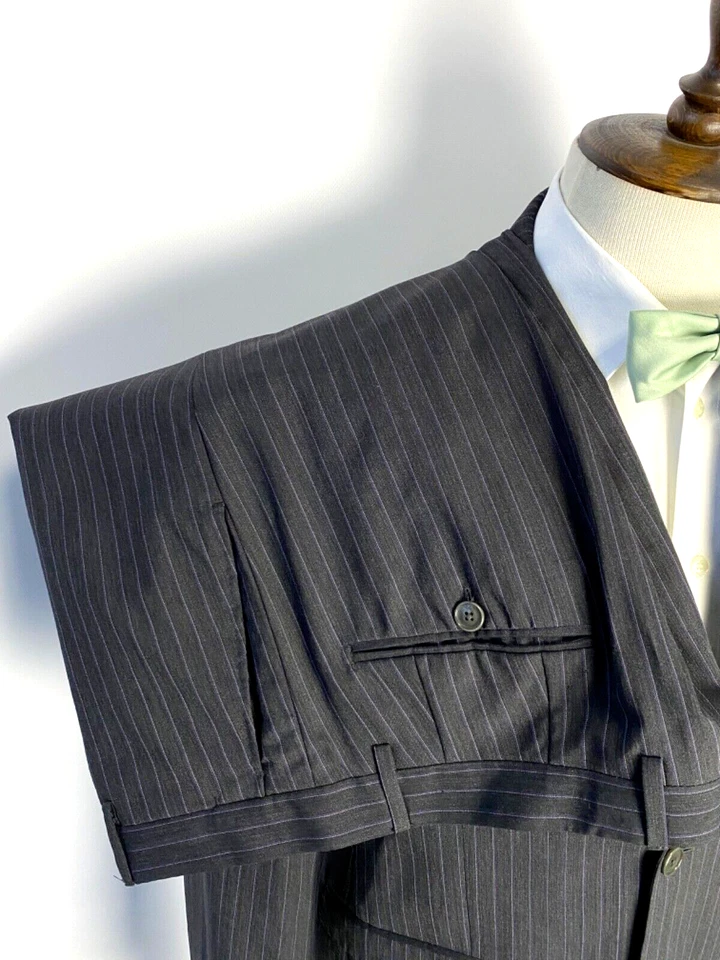 Men's ETRO MILANO 2 Piece Italian Luxury Striped Suit Blazer Pants EU 52 UK 42 - Image 2 of 4