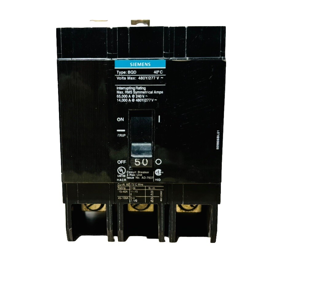 Eaton 50 Amp Breaker Siemens Q250h 50-Amp Circuit Breaker - Double Pole,  240V, 22kA Interrupt (For Panels & Load Centers) L-5538 E82615 50 Amp Gfci  Breaker
