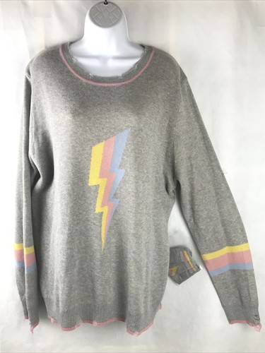 FATE Distressed Sweater SZ 1X Lightning 