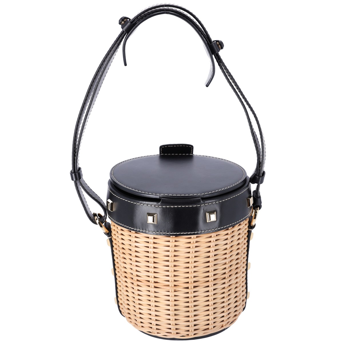 Salvatore Ferragamo Gancini Drawstring Bucket Bag Wicker