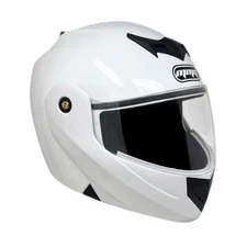 MMG Adult Motorcycle Modular Full Face Helmet Flip up Visor (Gloss White, L)