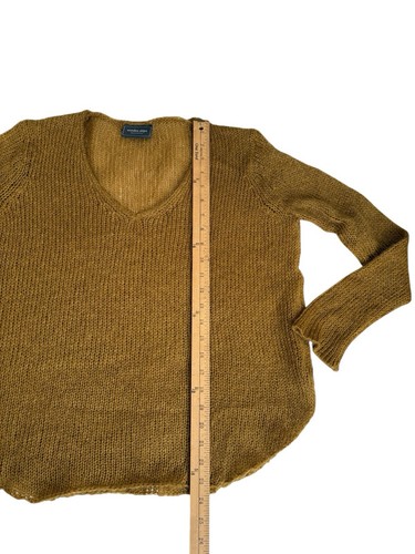 Wooden Ships V-Neck Mohair Wool Sweater Women's X/S Mustard Open Weave Cottage - Picture 8 of 13
