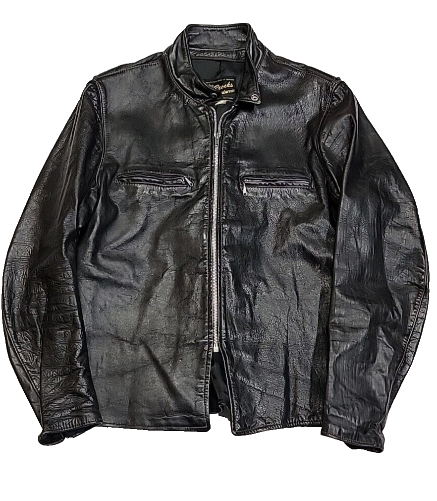 Vintage Brooks Leather Sportswear Motorcycle Lined Talon Zipper 