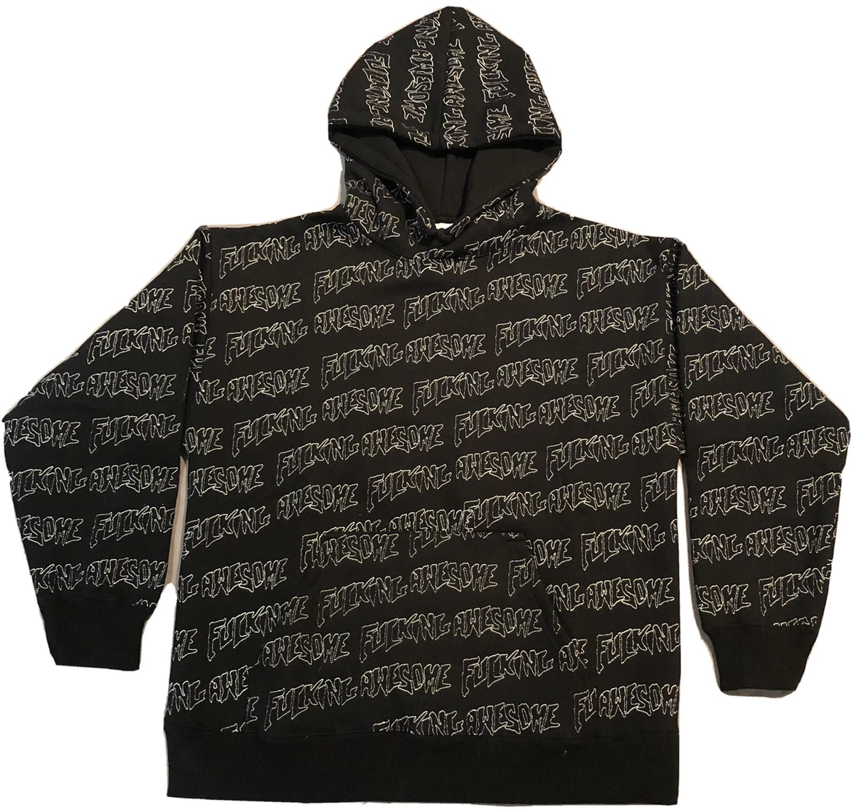 New Fucking Awesome: Stamp Logo All Over Embroidered Hoodie