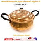 Hand Hammered Copper Cooking Pot bowl with Copper Lid Diameter 24 cm Stockpot