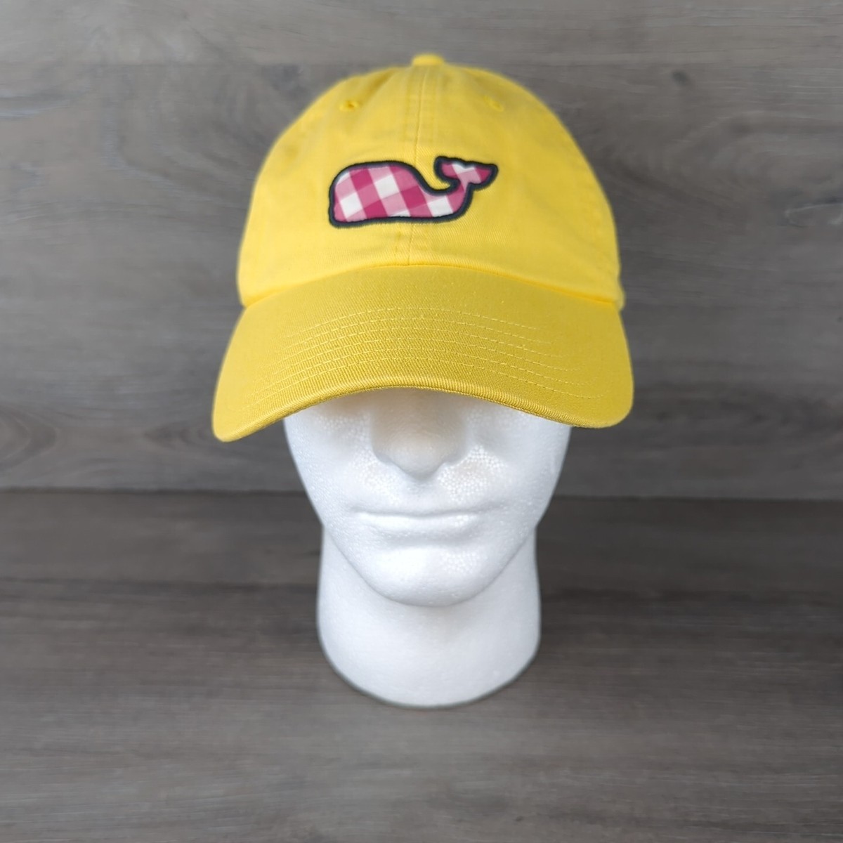 Vineyard Vines Womens Hat Yellow Gingham Whale Hat Strapback Adjustable Cap