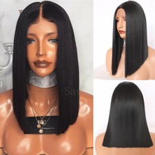 Short Bob Straight Synthetic Lace Front Wigs Baby Hair Glueless Heat Resistant