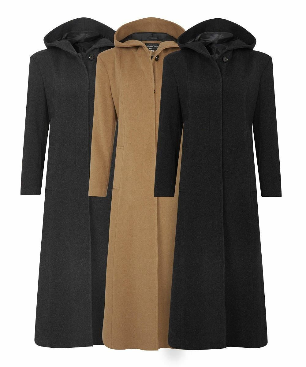 De La Creme Womens Oversized Wool Blend Hooded Full Length Coat