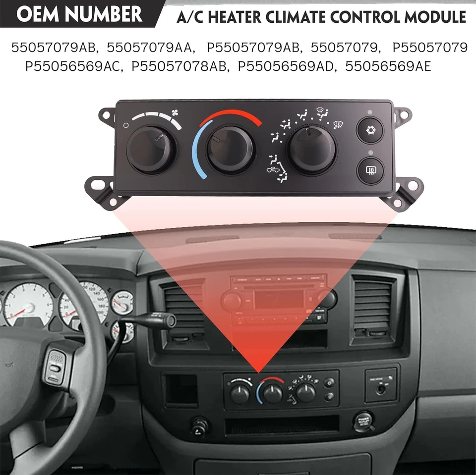 Módulo de control climático calefacción aire acondicionado delantero para Dodge Ram 1500 2500 3500 2006-2008 Foto 2 de 4