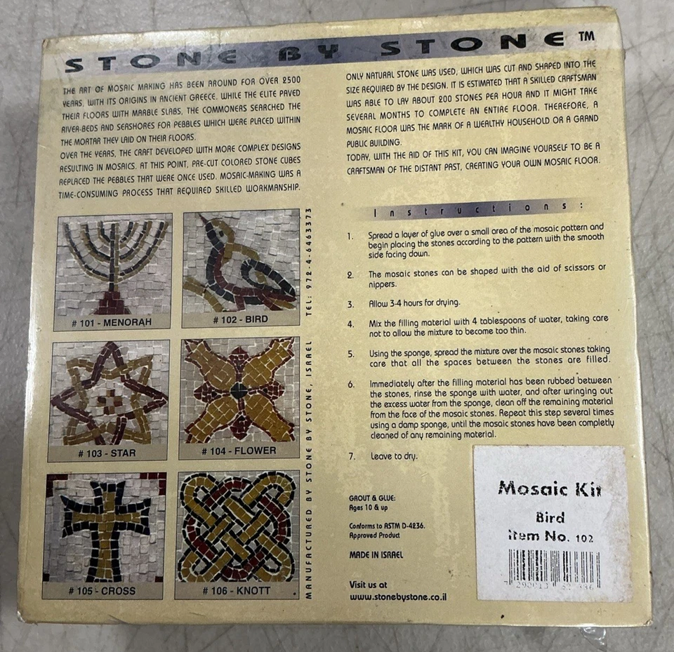Stone By Stone Mosaic Making Kit Bird #102 NEW - Image 2 of 4