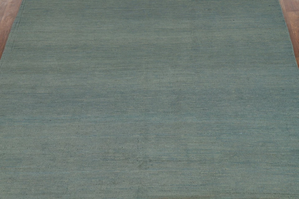 Light Blue Modern Oriental Rug 5x7 Wool Hand-made Contemporary Solid Carpet - Image 4 of 4