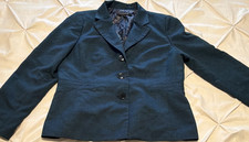 Kasper Blue Solid Blazer Suit Jacket Women's 16 Button Front Long Sleeve Nylon