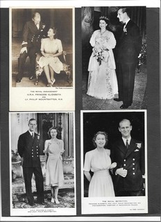 PRINCESS ELIZABETH (QEII) & PRINCE PHILLIP 4xDIFFT c1940s B&W PHOTO PC'S.