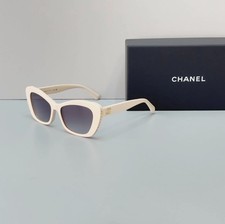 NEW   CHANEL 5481H White Frame Gray Gradient Lens Cat Eye Sunglasses