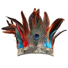 Peacock Feather Fascinator Decorative Feather Headpiece Crown Headdress Orange