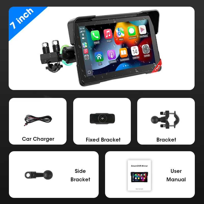Schermo 7 Pollici CarPlay Wireless Android Auto GPS Portatile Impermeabile Ipx7 - Miniatura 22