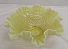 Fenton Yellow Hobnail Uranium Glass Bowl 10"    SB