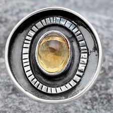 Natural Citrine Cab 925 Sterling Silver Ring s.7 Jewelry R-1080