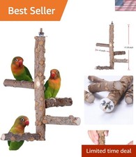 11-Inch Natural Wood Bird Perch for Small Parrots - Safe  Fun Activity Stand