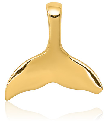 14K massives Gelbgold kleiner Walschwanz Charm Anhänger Halskette 12mm 1/2 Zoll