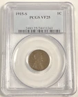 1915 S WHEAT PENNY "PCGS VF25" - SCARCE YEAR/MINTAGE, HIGHLY DESIREABLE...💥 ✅