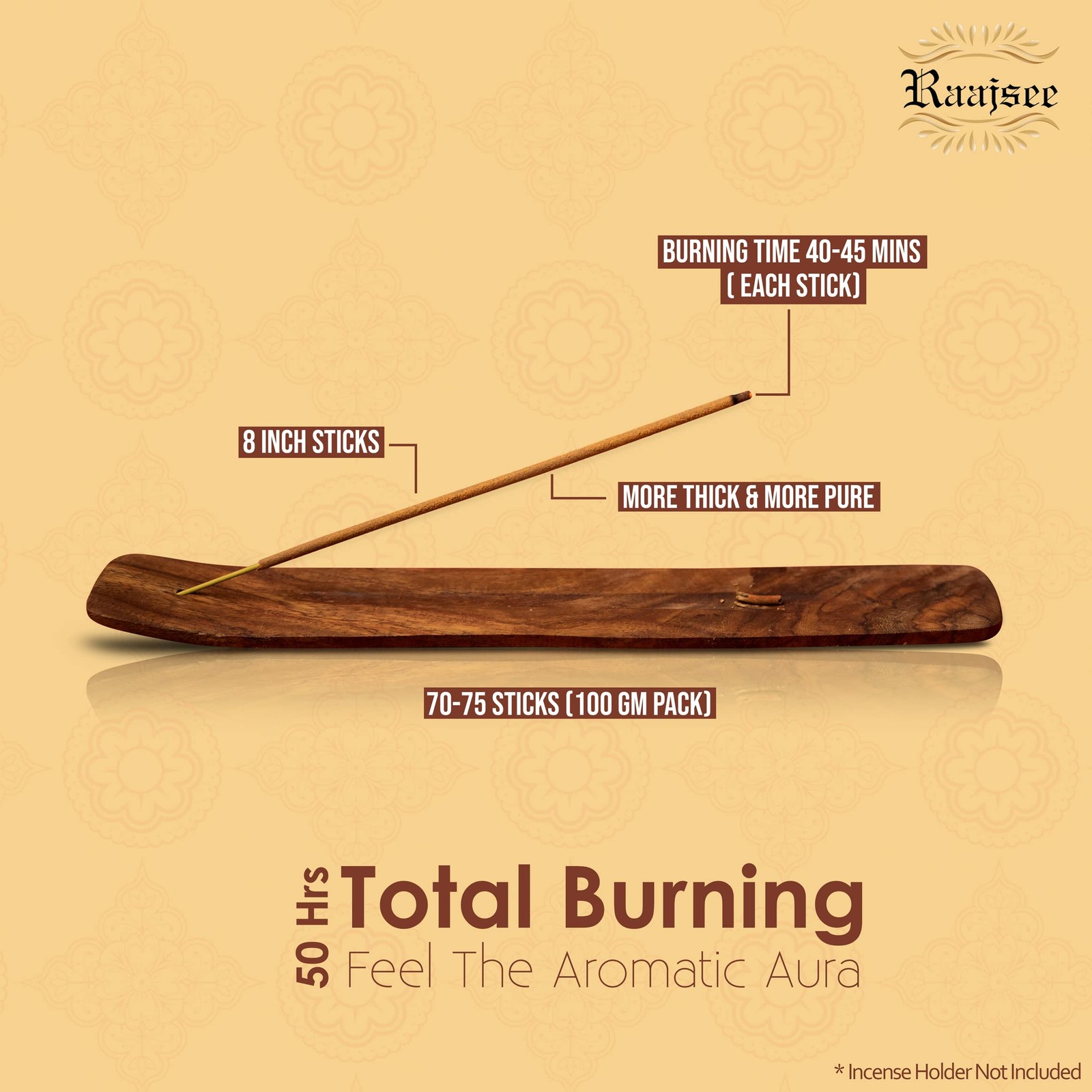 Sandalwood Incense Sticks 100 Gm Pack-100% Pure Organic Natural Hand Rolled f...