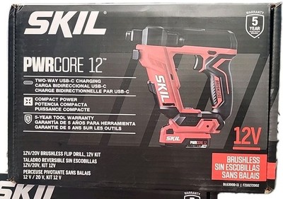 キリル NEW SKIL PWRCORE 12 12V Li-Ion Brushless Flip Drill Kit DL6300D-11