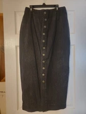 Vintage Jan Barboglio Black Denim Womens Long Skirt Size 12  1980's