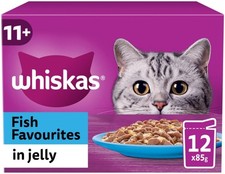 96 x 85g Whiskas 11+ Fish Favourites Mixed Senior Wet Cat Food Pouches in Jelly 5.56 per kilo