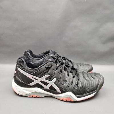 ASICS GEL Resolution 7 Tennis Shoes Womens 7.5 Black Pink Pickleball Sneakers
