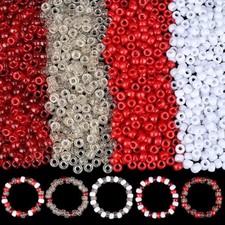 1000pcs 4 styles red pony beads bulk for bracelets making 6x9mm hair b