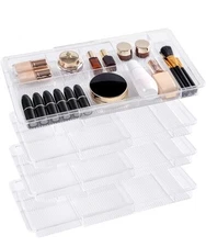 Oubonun Clear Plastic Expandable Drawer Organizer 11.1" to 19.2"width 1.3”Height