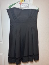 White House Black Market Strapless Sweetheart Fit Flare Ribbon Sheer Trim Dress