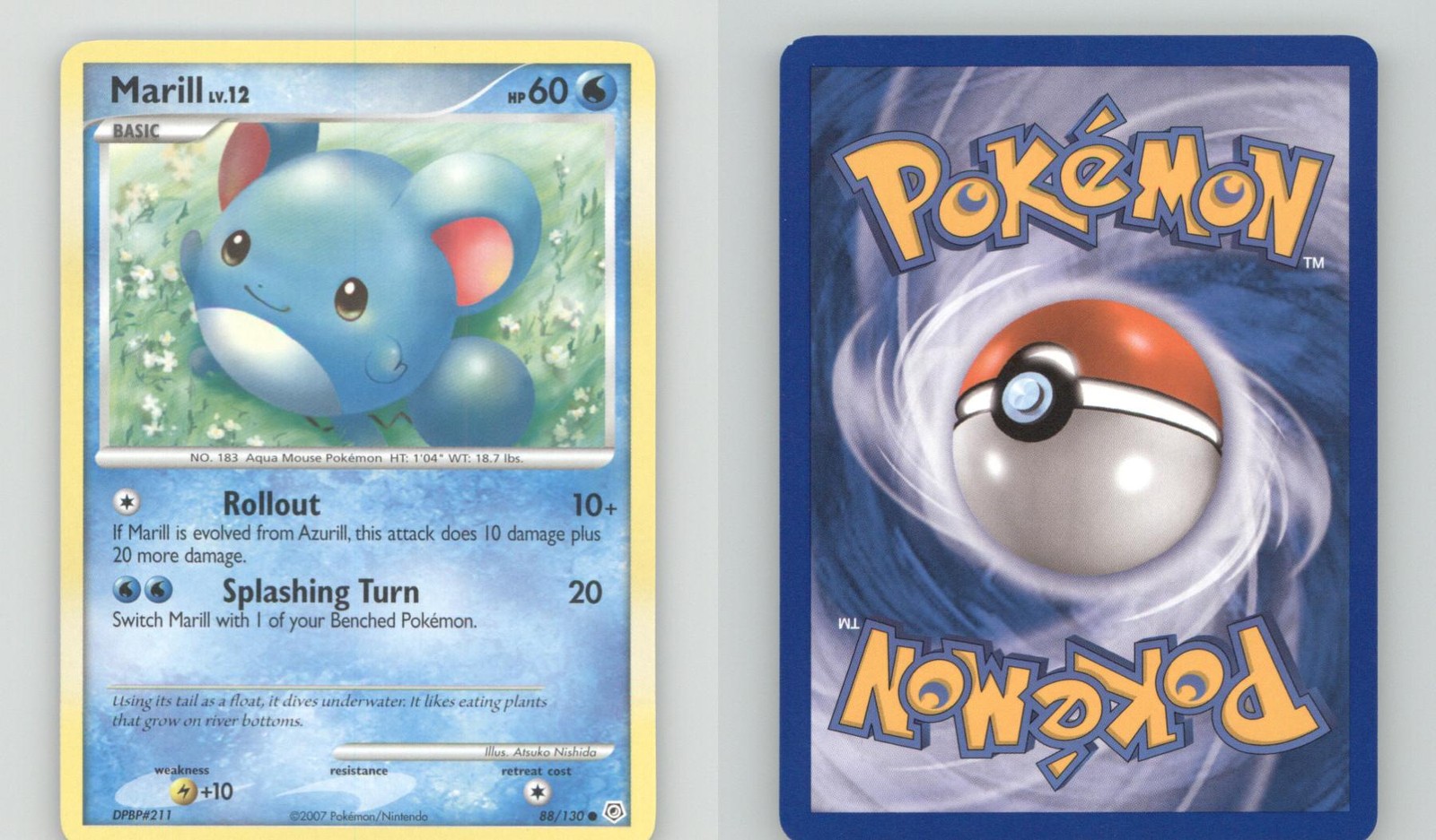 MARILL 88/130 COMMON DIAMOND & PEARL POKEMON NEAR MINT