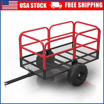 Heavy ATV Trailer Steel Tow Behind Dump Cart 1700LBS 17 Cu ft w/ Removable Sides