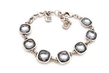 Uno De 50 Bracelet Silver Tone Gray Crystal 7.5" Adjustable