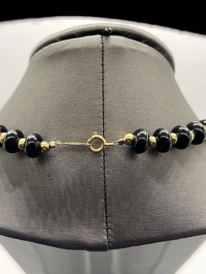 Vintage Lot Of Two Black Beaded Gold Tone Costume Necklaces Napier  & Unmarked - Image 4 of 4