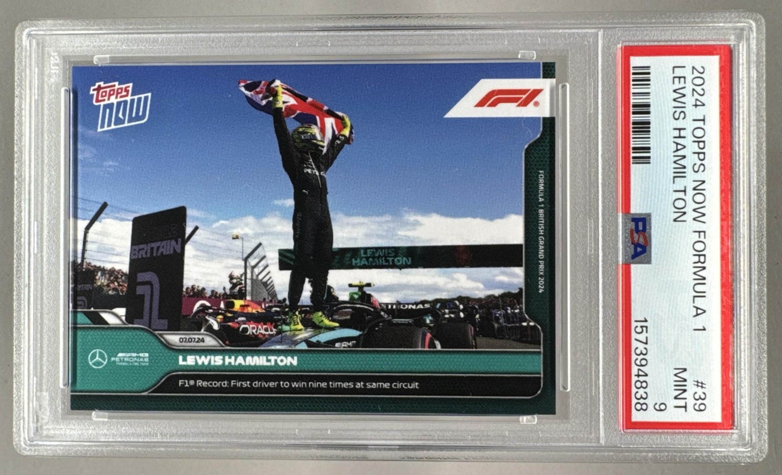 157394838 Lewis Hamilton 2024 Topps Now F1 #039 PSA 9 view 1