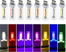 8Pcs USB LED Car Interior Atmosphere Light, Mini Retro Car Lamps USB Plug-in Gla