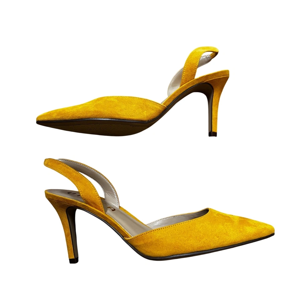 Unisa yellow gold suede leather D’Orsay slingback high heel pumps shoes US 9.5M - Image 3 of 4
