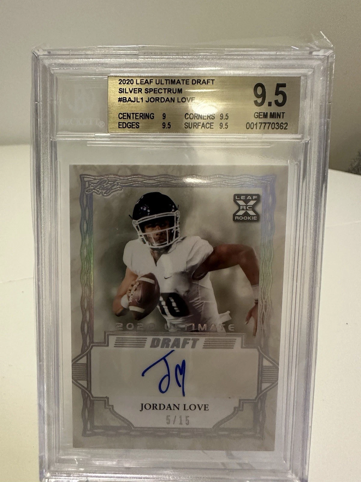 Jordan Love Leaf Ultimate Draft Autographs Xrc #BAJL1 Gold Spectrum