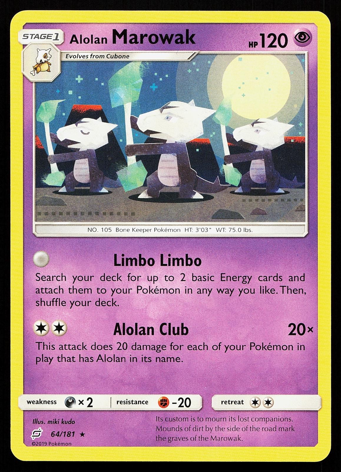 Alolan Marowak 64/181 Regular Rare Team Up Pokemon Card