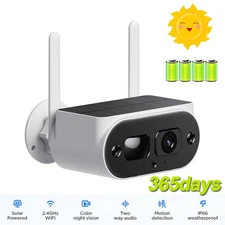 4MP Solar Battery Powered CCTV Security Camera Wireless Outdoor 2K 2 Way Audio