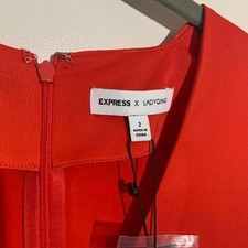 NWT Express X Ladygang Red Luxury Glam Satin Puff-Sleve Maxi Dress - Size 2