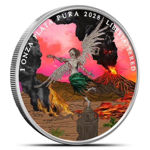 1 oz Colorized Zombucks World Libertattered  .999 Fine Silver Round mintage 1200