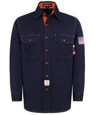 BOCOMAL FR Shirts for Men Flame Resistant Light Weight 5X-Large, Buttons-navy