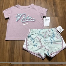 Nike Girls Outfit 2 Piece Matching Set Shirt and Shorts Size 4 New